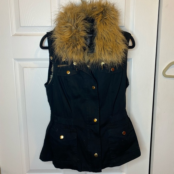 INC International Concepts Convertible Black Faux-Fur Vest, 3 in 1 Size XS - Picture 6 of 16